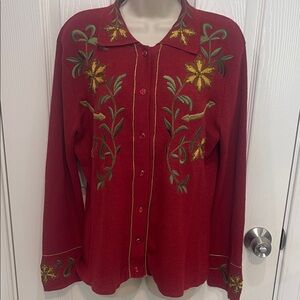 Double D Ranch Red Linen Blend Shirt cardigan size xl